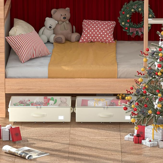 Under Bed Storage with Wheels, No Assemble Required 7.5 inches height Under Bed Storage bins,Large capacity Rolling Under bed Shoe Storage containers，dorm under bed storage drawers