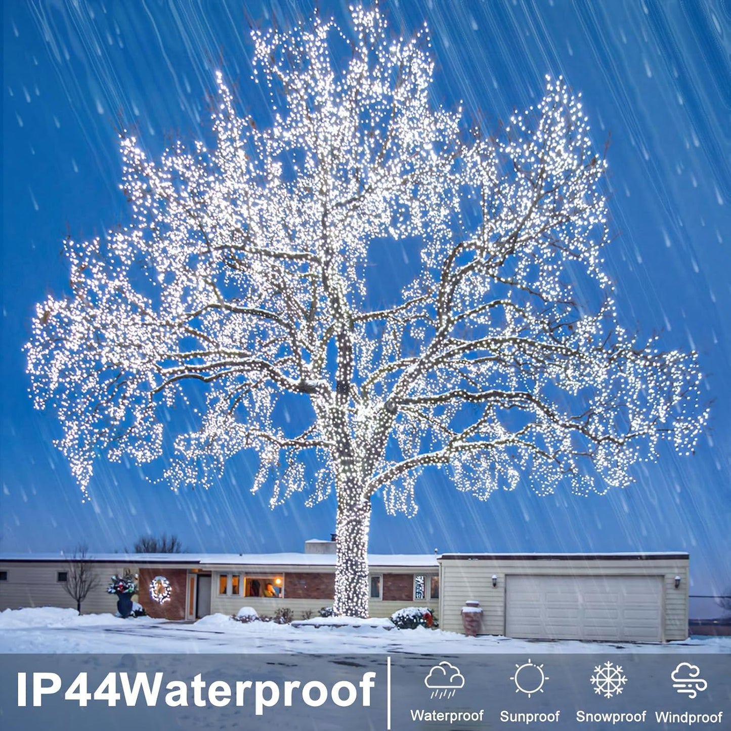 250 LED White Christmas Lights Outdoor, 82ft 8 Modes White Christmas String Lights Clear Wire, Plug in Twinkle Fairy Lights for Bedroom Wedding Tree Christmas Decorations