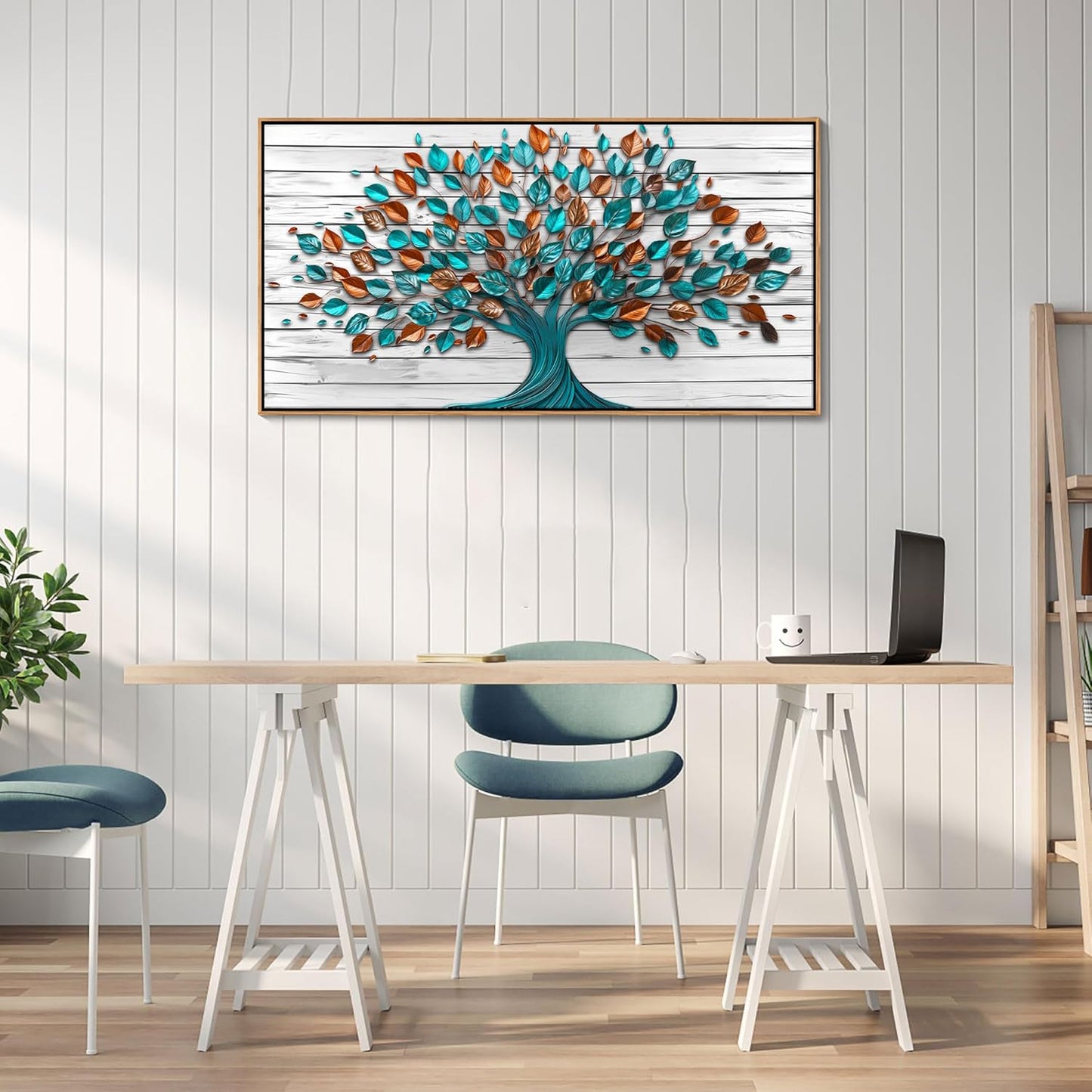 Mofutinpo Tree of Life Wall Art Living Room Framed Art Work for Wall Decor Canvas Painting, Green Office Pictures for Bedroom Wall Decor Kitchen Artwork Wall Prints 20×40IN