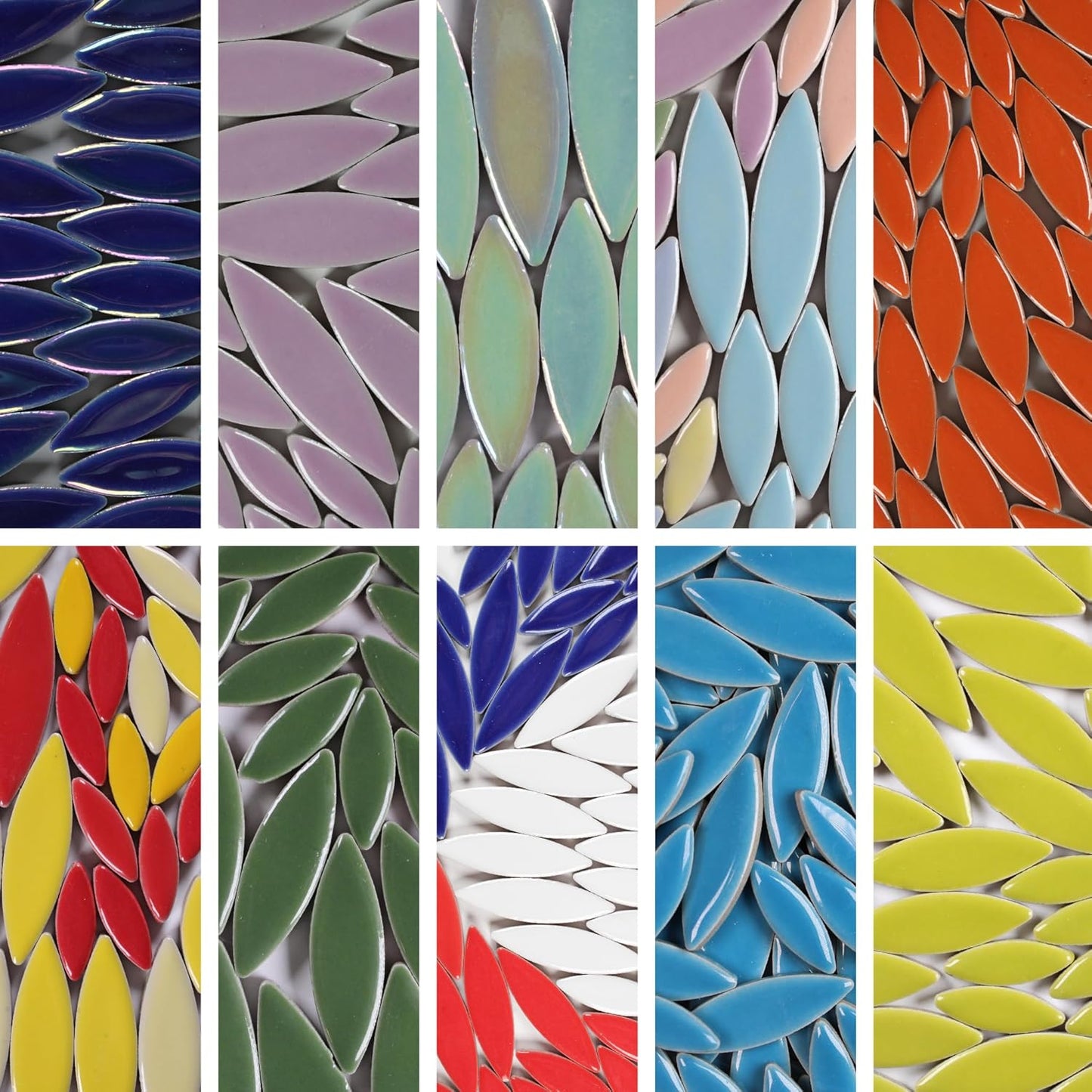 VerzTile Mosaic Tiles for Crafts - Petal Shaped Ceramic Tile Craft Hobbies & Art Projects 39 Color Options Endless Creativity DIY Design (Forest Green)