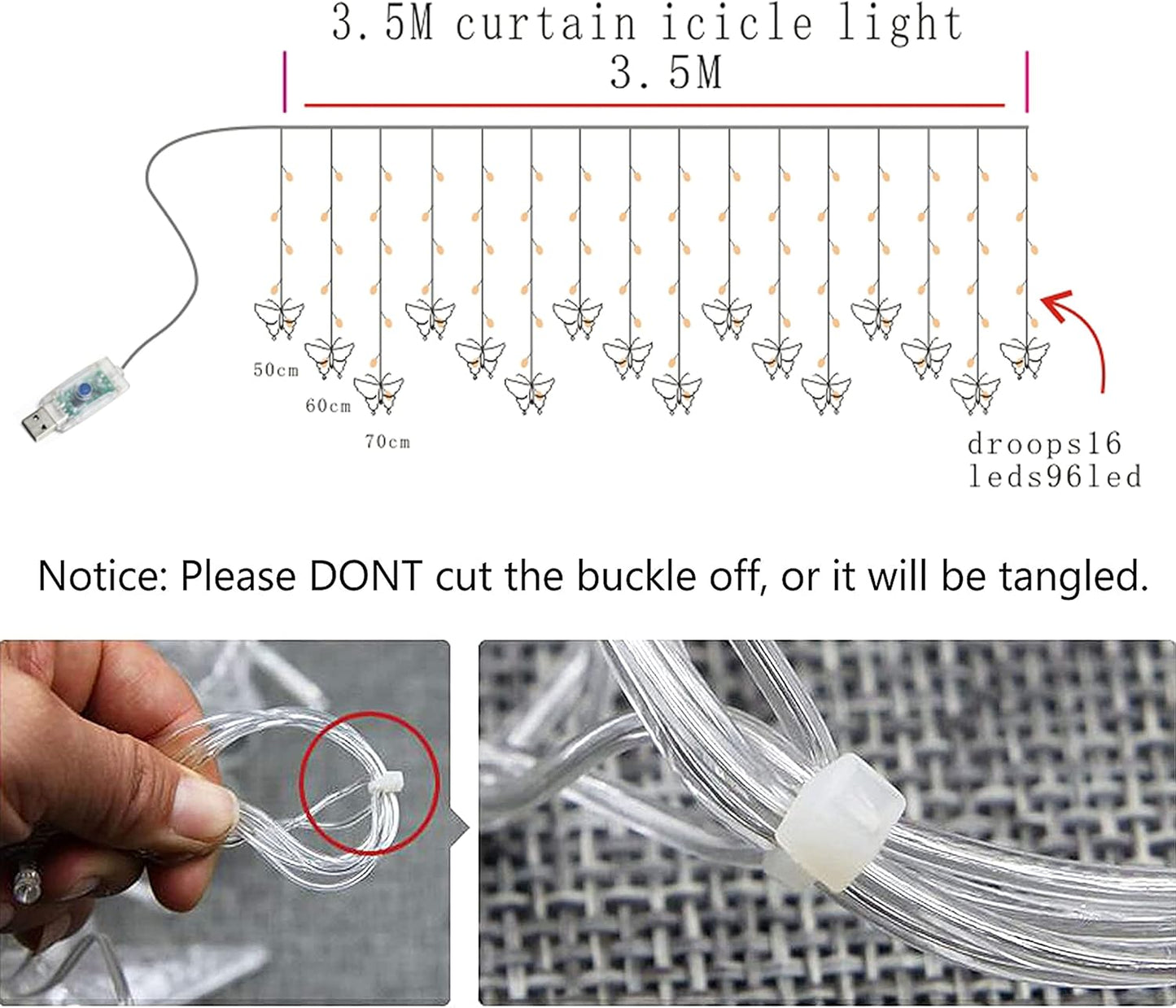 Butterfly Curtain Fairy Lights USB Plug in, 8 Modes 96 LED 11.5FT Firefly Window Twinkle Timer String Lights with Remote for Bedroom Patio Christmas Wedding Party Decoration (Colorful)
