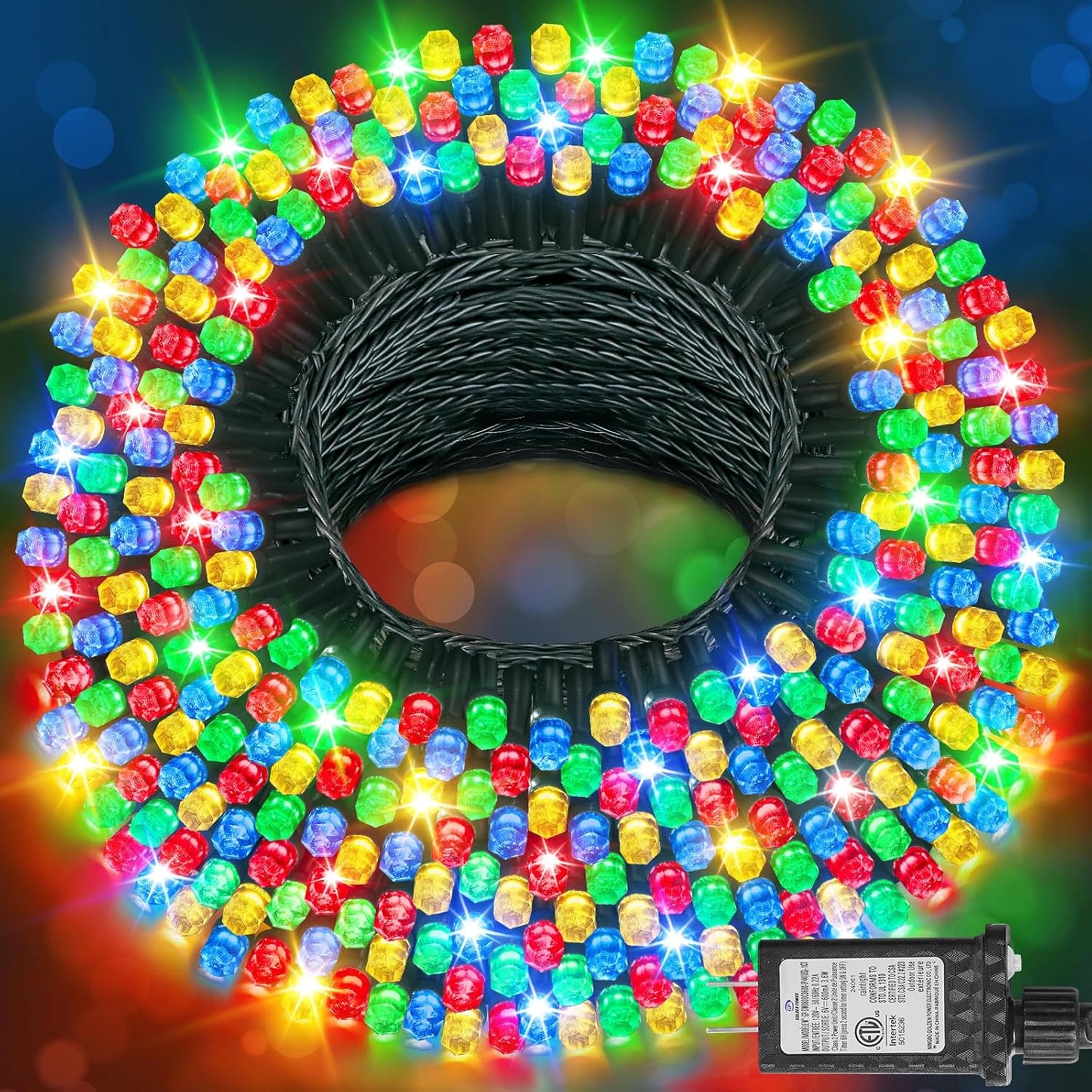 158 FT 480 LED Christmas Tree Lights, String Lights Green Wire with 8 Modes, Timer and Memory, Plug in Outdoor Waterproof Twinkle Lights for Indoor Yard Xmas Holiday, Multicolor