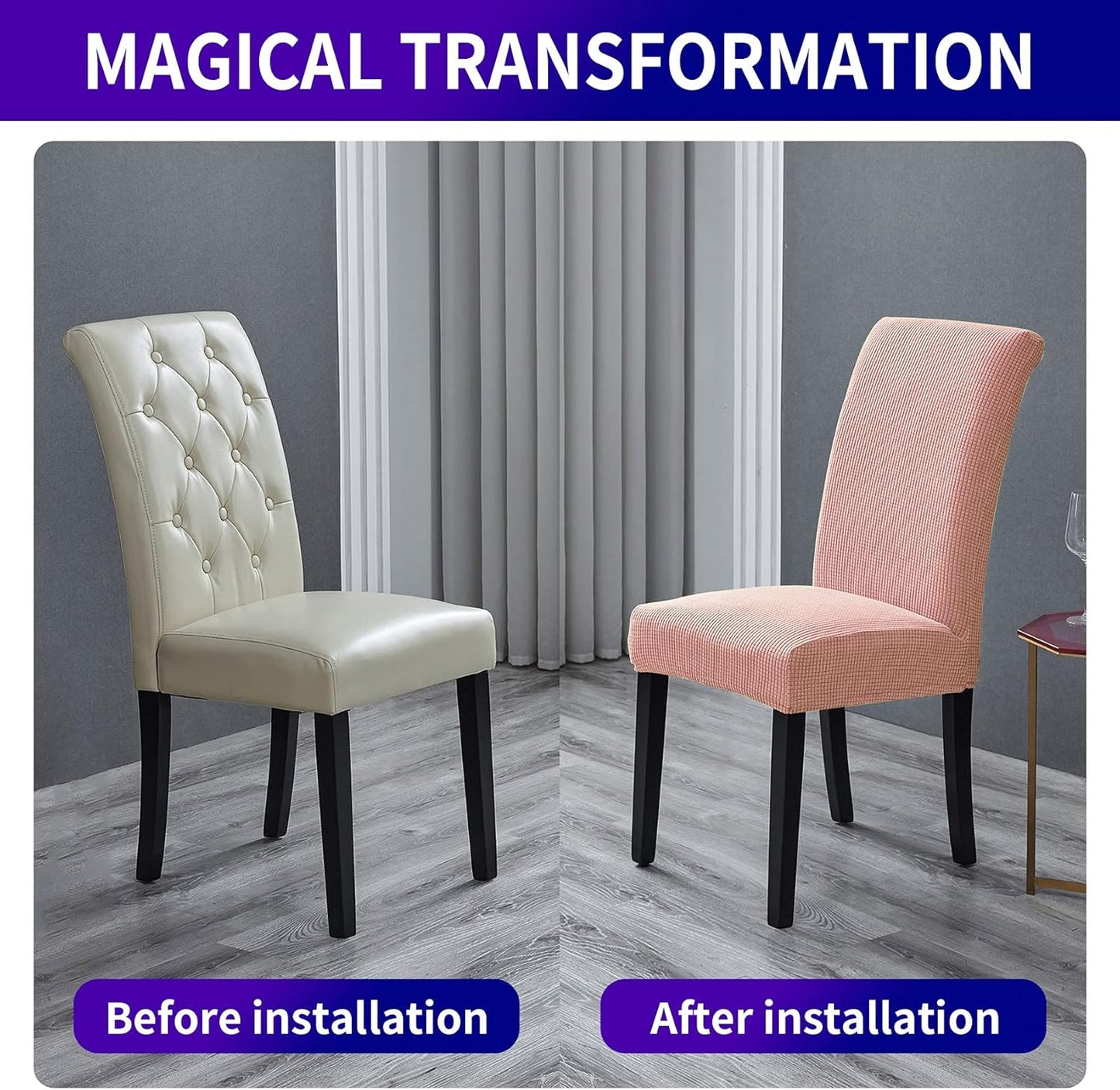 Howhic Stretch Chair Covers for Dining Room Set of 6, Removable Washable Dining Room Chair Covers, Dining Chair Slipcovers Seat Protector, Great for Home Decor and Banquet (Dusty Pink, 6 Pack)