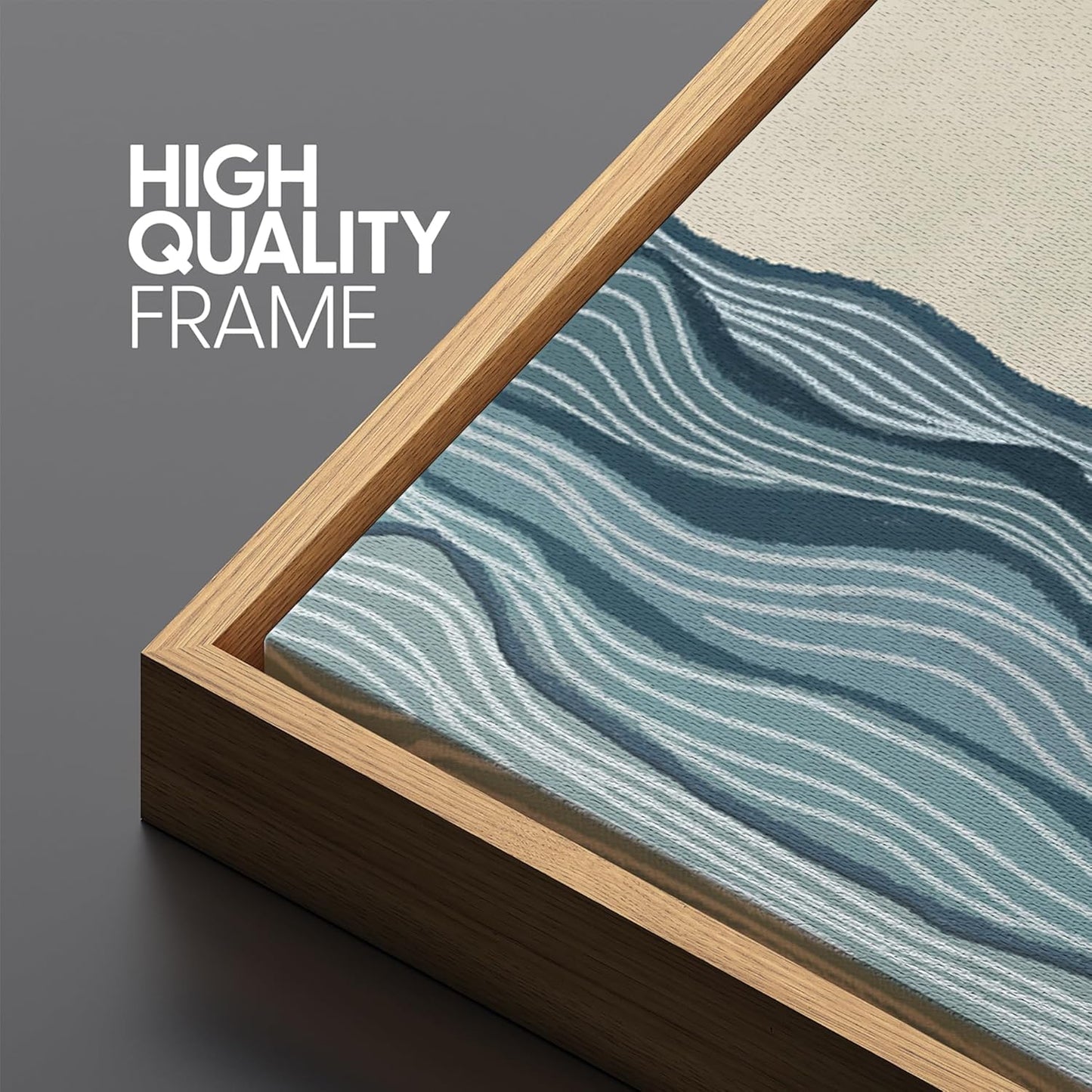 MUDECOR Extra Large Framed Canvas Print Wall Art Calm Seascape Ocean Waves and Setting Sun Illustrations Antique Retro Fine Art Illustrations Decorative Colorful for Bedroom - 60"x30"