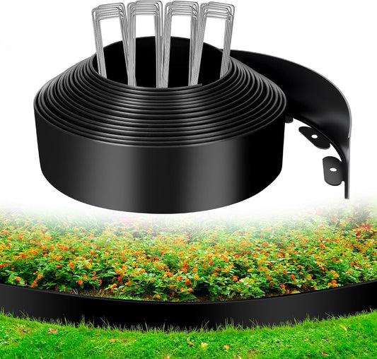 4 Inch x 66 FT (Multiple Sizes Available) Landscape Edging, Garden Edging Borders with 70pcs Upgrade Stakes, Flexible No Dig Plastic Garden Border for Lawn, Landscaping, Flower Beds, tree and Yard