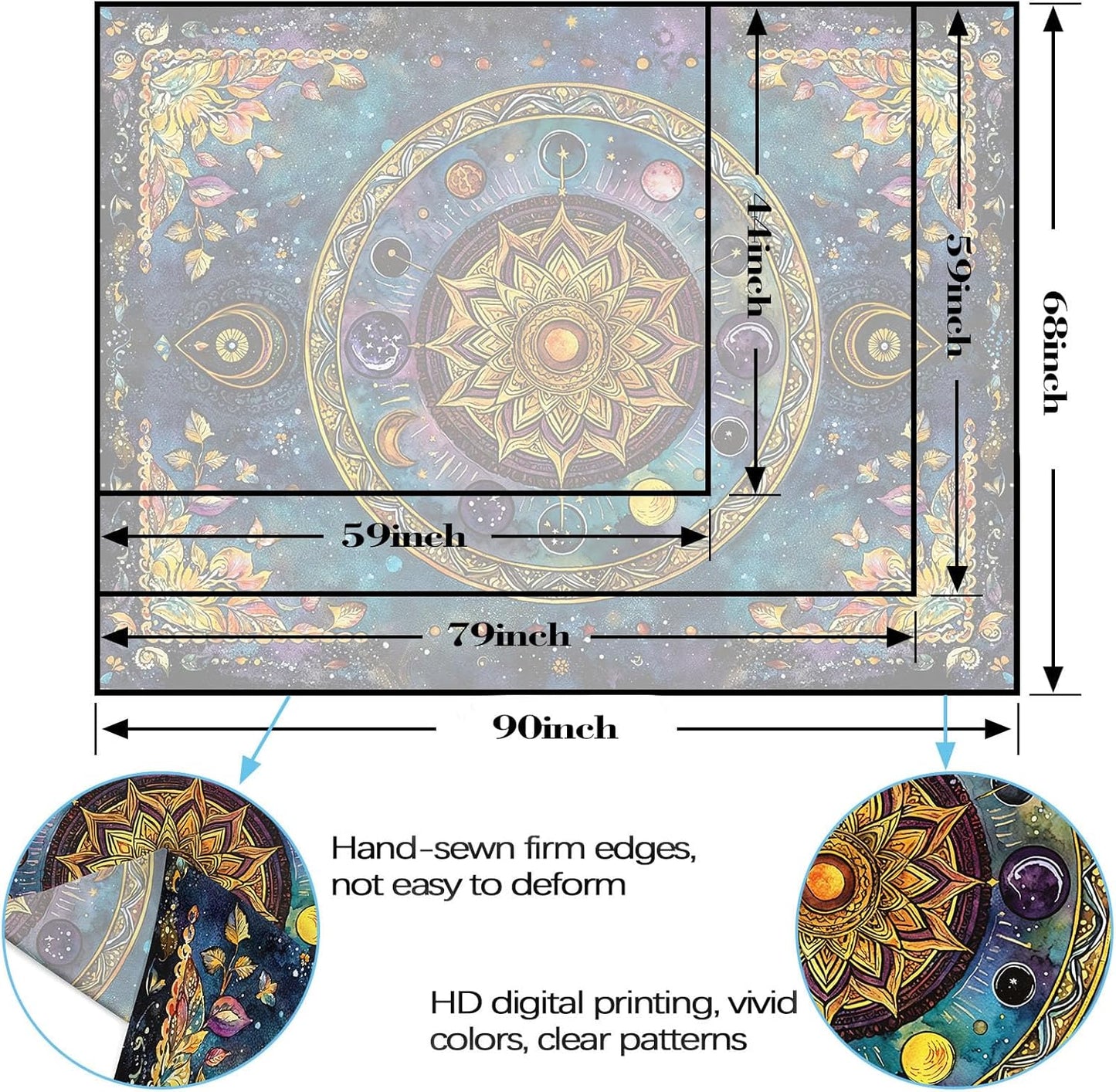 Lunerfex Mandala Solar System Tapestry Boho Tapestry for Bedroom Galaxy Tapestries Wall Hanging Living Room Wall Art and Home Decor 60x80