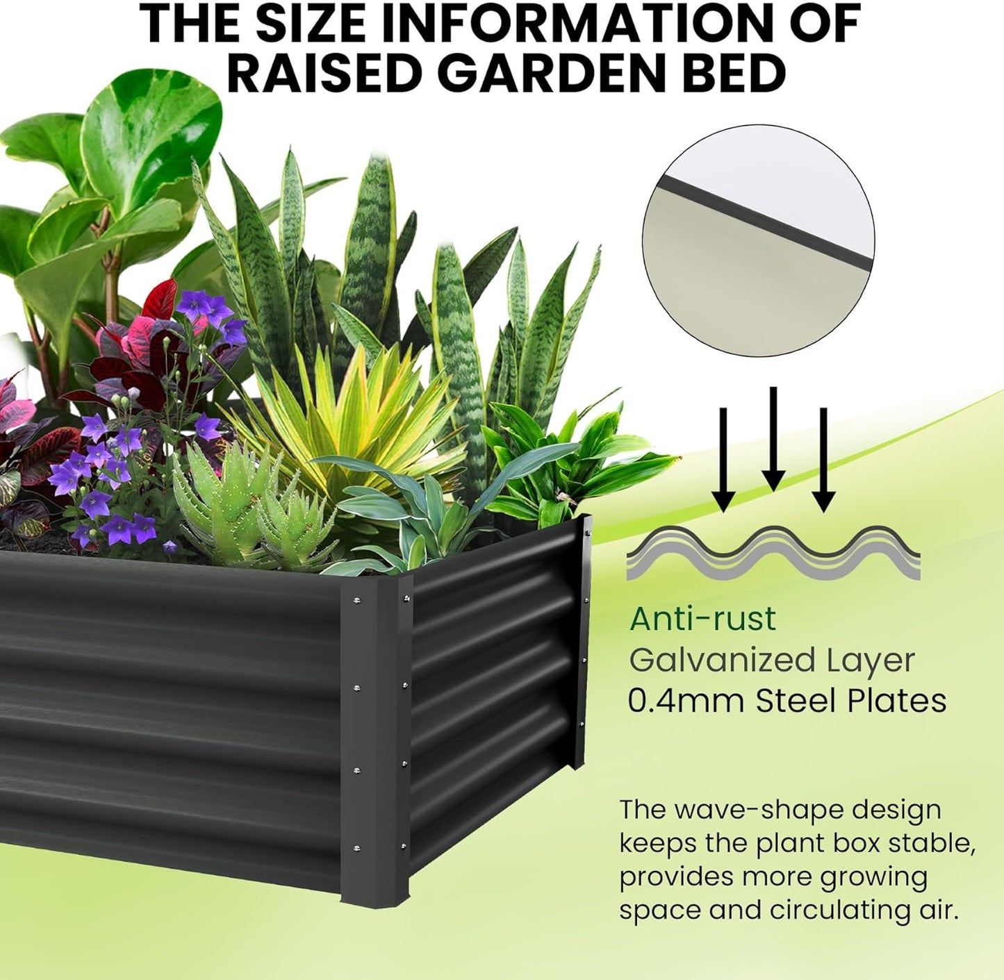 Galvanized Raised Garden Bed Outdoor, 2 Pcs 6x3x1FT Outdoor Large Planter Raised Beds Open Base with Safety Edge and Glove for Vegetables Flowers Ground Planter, Dark Gray