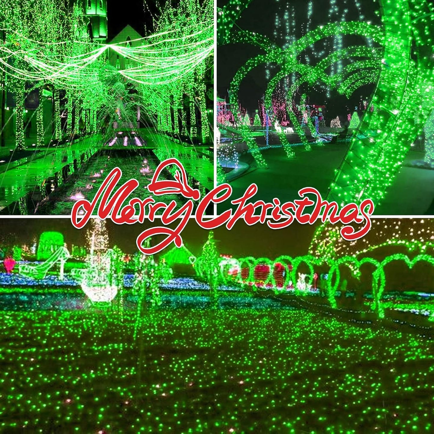 100LIGHTS Green Extra-Bright with End Connectors Christmas Decorative Lights 5.98m UL Certified Mini String Light Set Waterproof for Home Garden Holiday Christmas Tree Party Patio Wedding