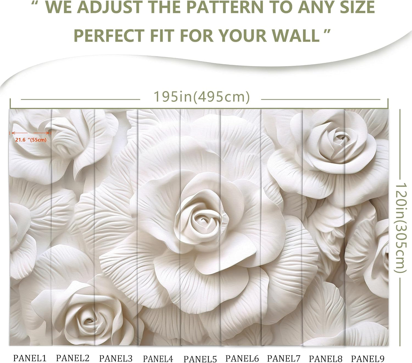 3D Relief Flower Wallpaper Mural for Living Room Bedroom (Not Peel n' Stick)