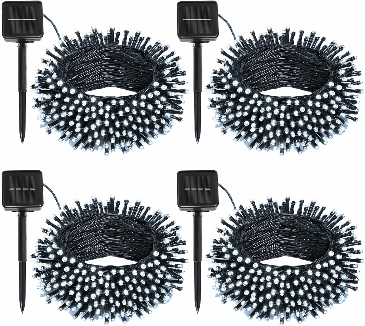 4 Pack Solar String Lights Outdoor, 400 LED Extra-Long 156Ft Solar Lights Outdoor with 8 Lighting Modes, IP65 Waterproof for Garden, Patio, Xmas, Balcony, Tree, Wedding, Party Decor (White)