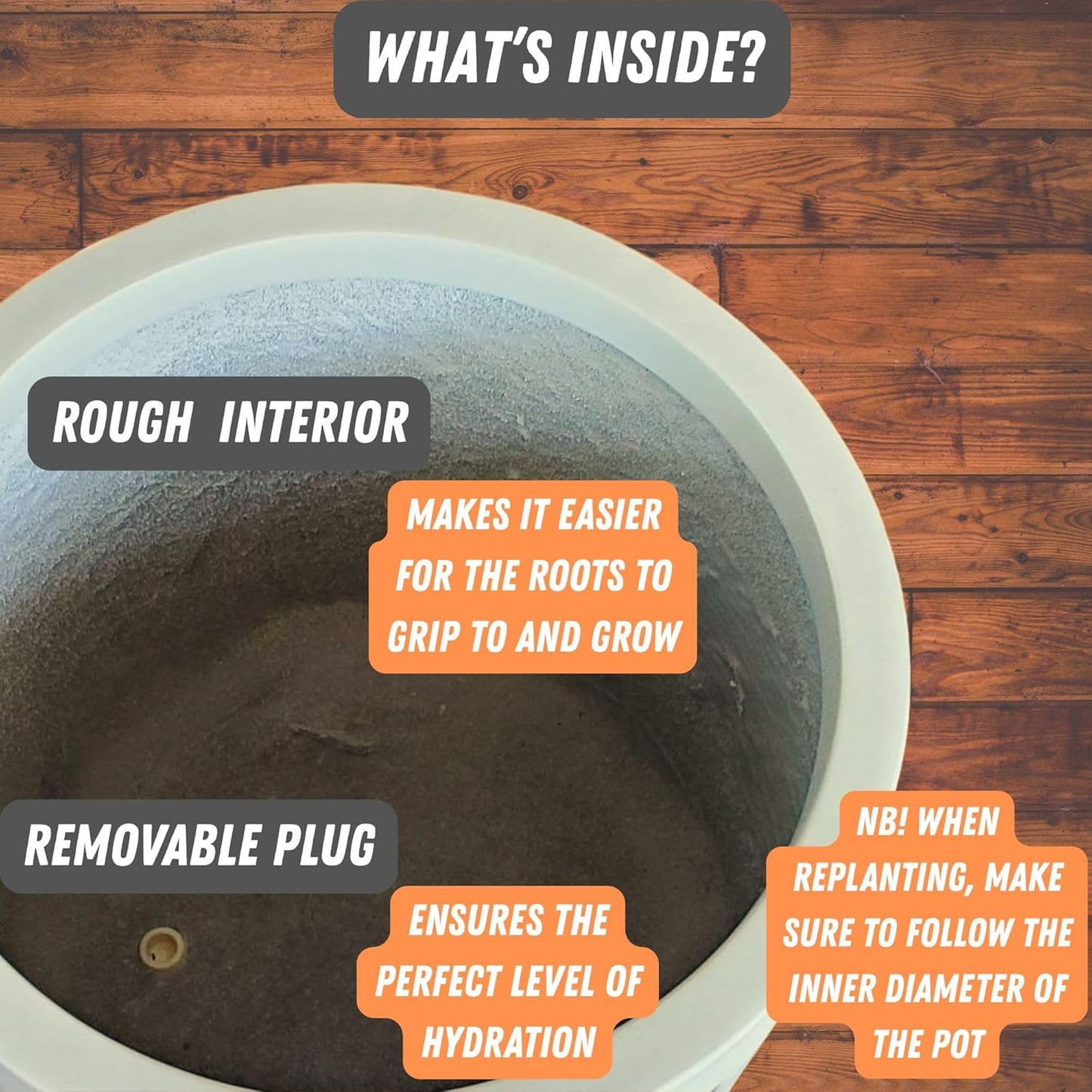 Fox & Fern 18.7 Inch Extra Large Planter — Premium Lightweight Fiberstone Matte White Plant Pot with Drainage Plug; Extra Large Planter for Indoor & Outdoor Use; Weather Resistant & UV Resistant