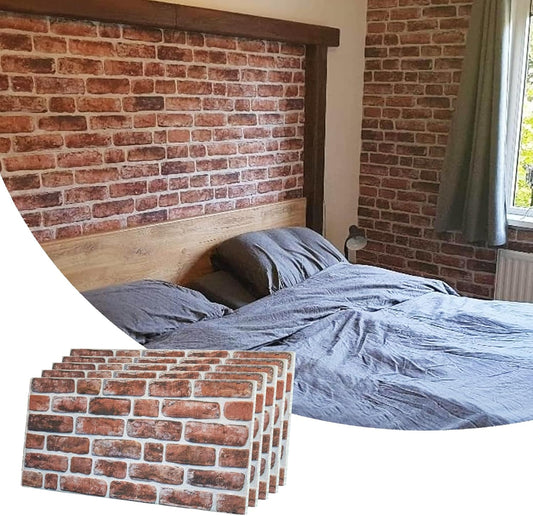 Dundee Deco 3D Wall Panels Faux Brick - Cladding, Mahogany Stone Look Wall Paneling, Styrofoam Facing for Living Room, Kitchen, Bathroom, Balcony, Bedroom, Set of 5, Covers 27 sq ft