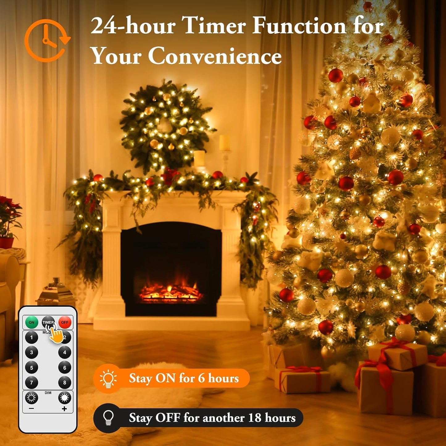 6 Pack 100 LED Fairy Lights Battery Operated with Timer & Remote, 33FT Waterproof Twinkle Lights Indoor Outdoor, Fairy String lights for Bedroom Classroom DIY Wedding Christmas Decorations, Warm White