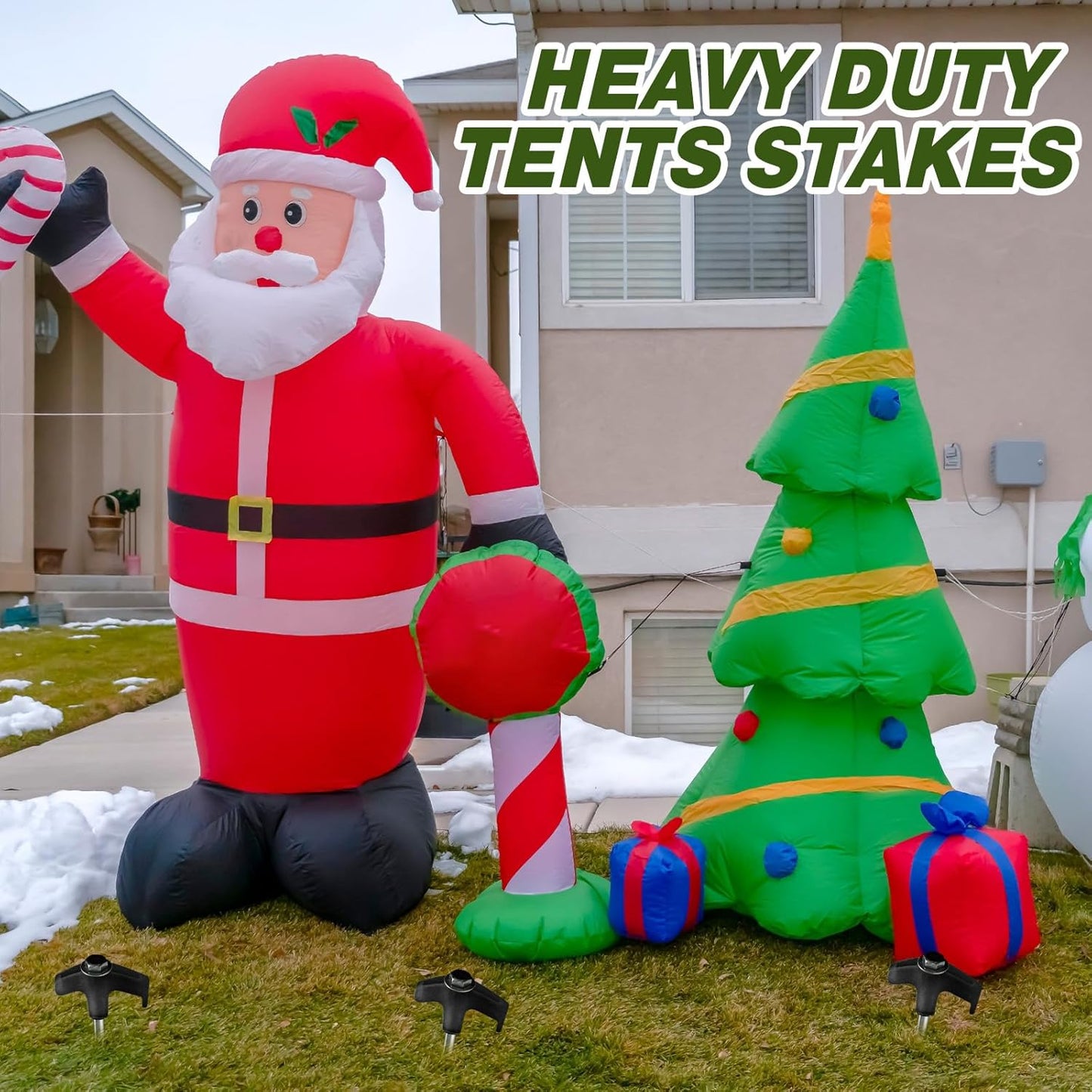 Hicarer 20 Pcs 20 Pcs 8'' Screw in Tent Stakes Heavy Duty Ground Metal Stakes for Inflatables with Hex Head Driver for Outdoor Camping Tent Inflatable Garden Decor (Black)