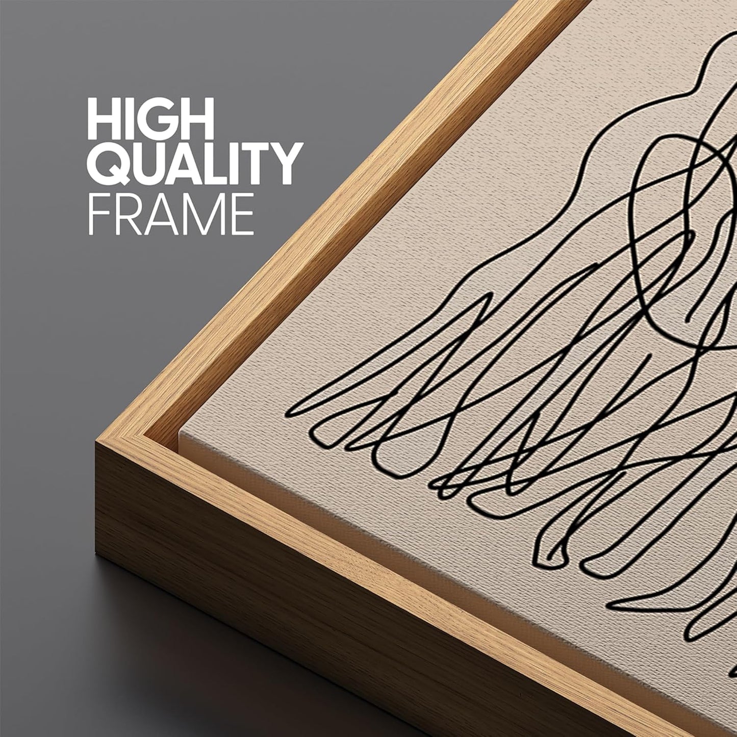 MUDECOR Extra Large Framed Canvas Print Wall Art Modern Line Art People Abstract Illustrations Decorative Colorful Multicolor for Bedroom - 60"x30"