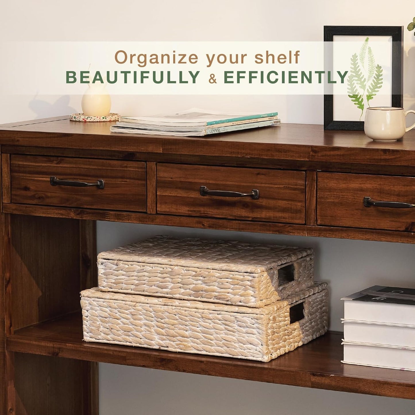 Set of 2 Decorative Storage Boxes With Lids for Home Decor, Shelves