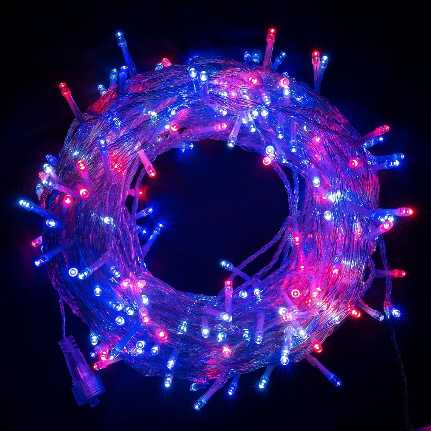 Dazzle Bright 4th of July String Lights, 300 LED 100 FT Connectable Waterproof Patriotic String Lights with 8 Modes, Independence Day Decorations for Indoor Outdoor Party Decor, Red White and Blue
