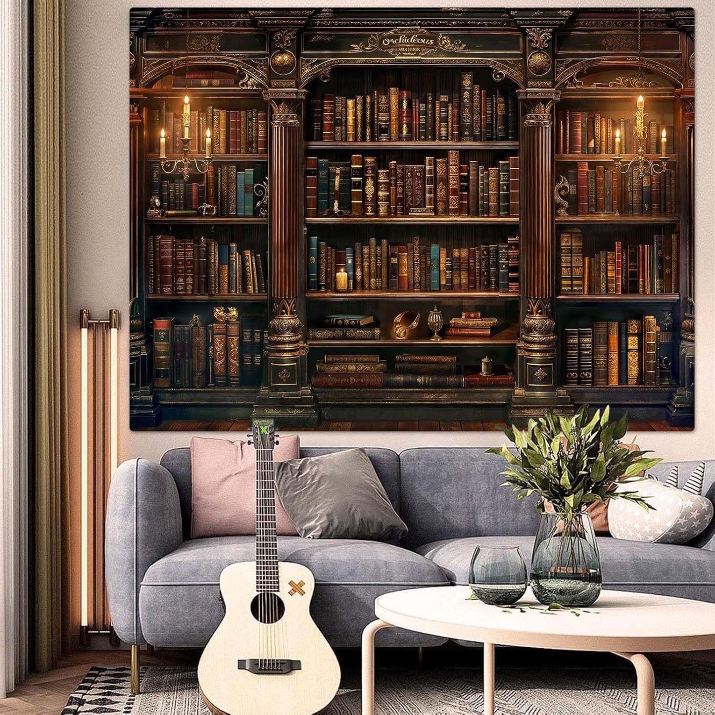 Accnicc Vintage Bookshelf Tapestry Medieval Art Book Tapestries Wall Hanging Gothic Dark Academia Retro Library Backdrop Tapestry for Bedroom Living Room Dorm Study Classroom 80× 60 inch