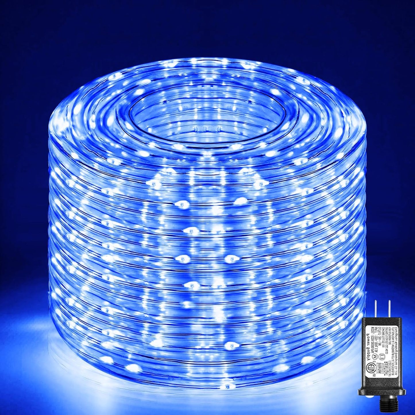 100FT 300 LED Rope Lights Outdoor, Plug in Christmas Rope Lights for Indoor with 8 Modes, Waterproof Connectable String Lights for Outside Patio, Deck, Pool, Stair, Camping Lighting - Blue