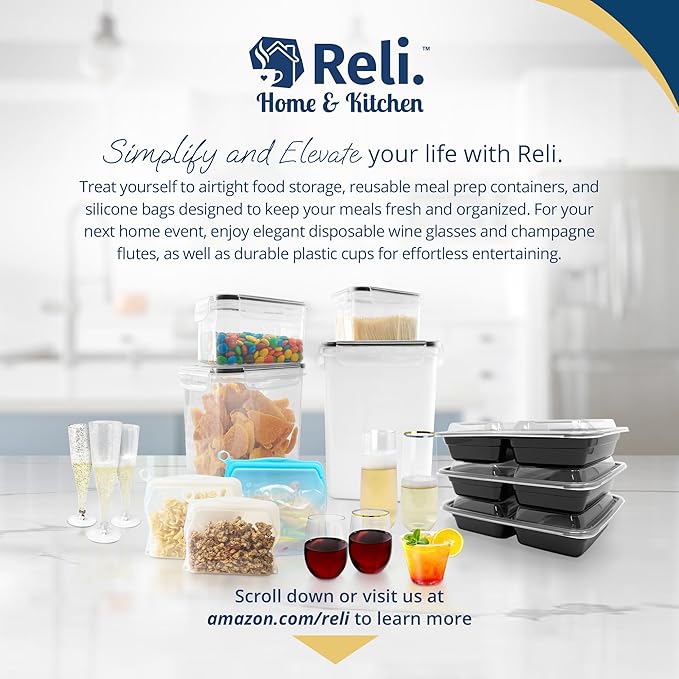 Reli. Airtight Food Storage Containers with Lids (36 Sets) | Kitchen Organizers and Storage Pantry Organizers | BPA Free Plastic Food Containers | Ultra Variety Pack w/Measuring Cup, 42 Labels, Pen
