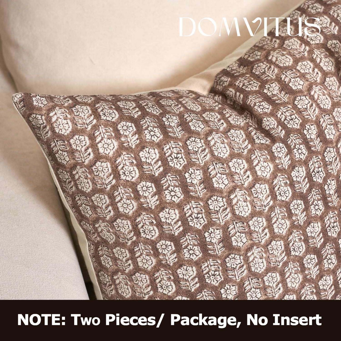 DOMVITUS Floral Pillow Covers Set of 2, Throw Pillow Covers 18x18, Floral Print Neutral Accent Decorative Pillow Covers for Living Room, Bed, Cognac Brown
