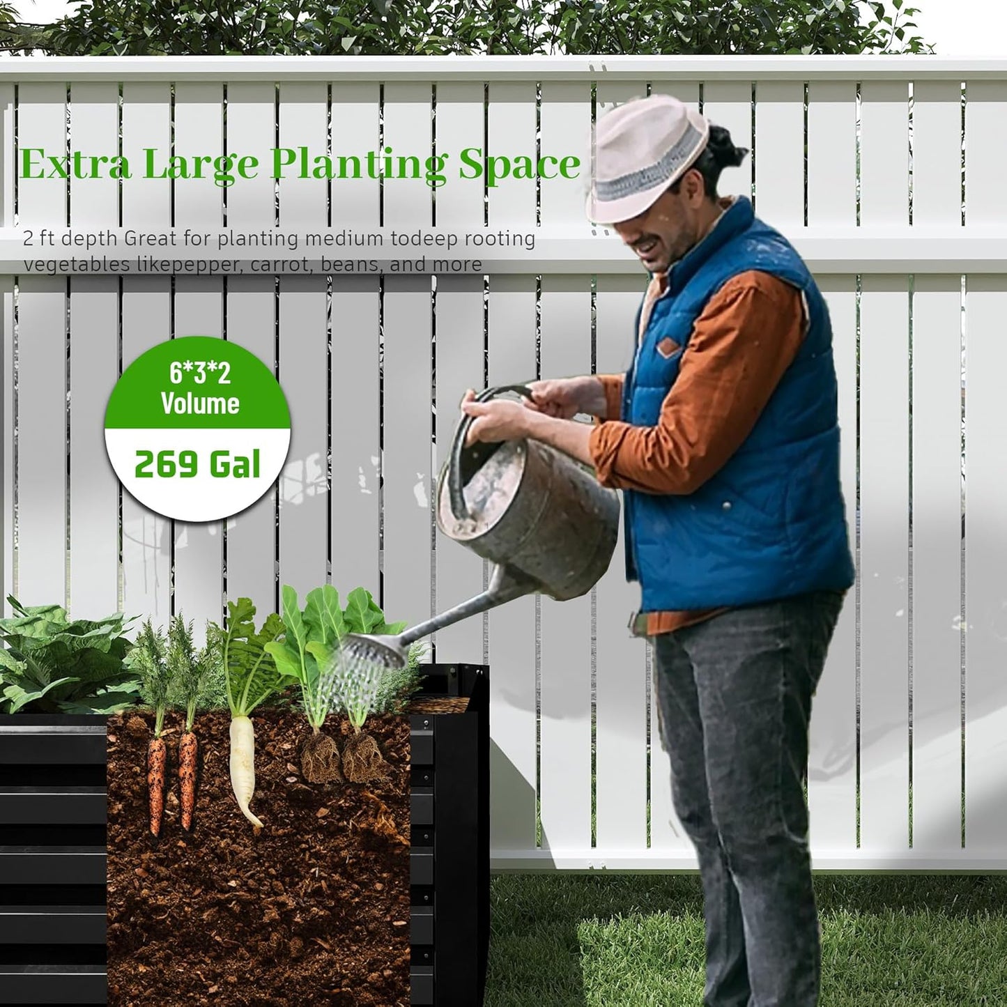 6x3x2 ft Raised Garden Bed, Large Metal Planter Raised Beds, Planters for Outdoor Plants for Vegetables, Flowers, Herbs, Fruits, and Succulents.(2 Pcs)