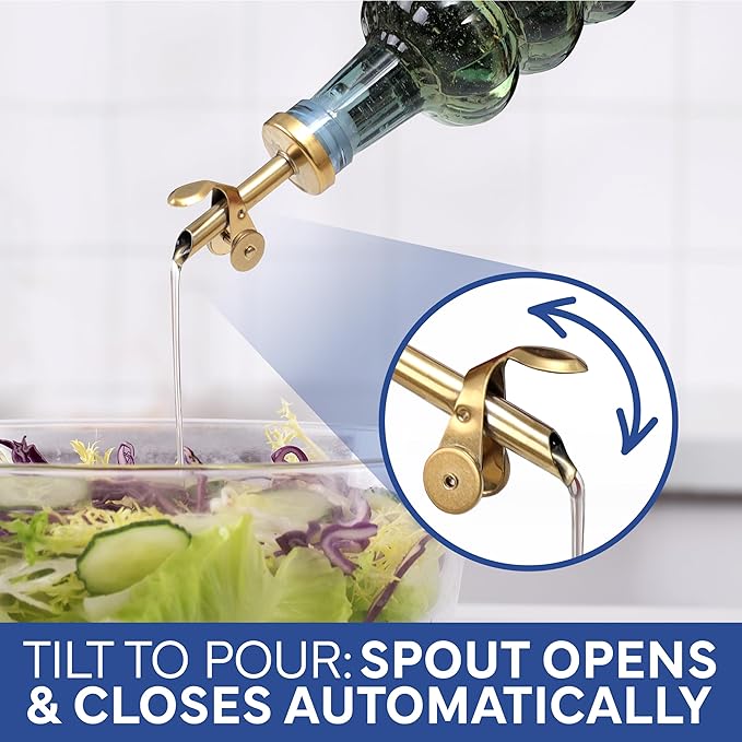 COOK WITH COLOR Glass Olive Oil Bottle Dispenser - 2 Pack- 17oz Oil and Vinegar Cruet - Olive Oil Carafe Decanter for Kitchen