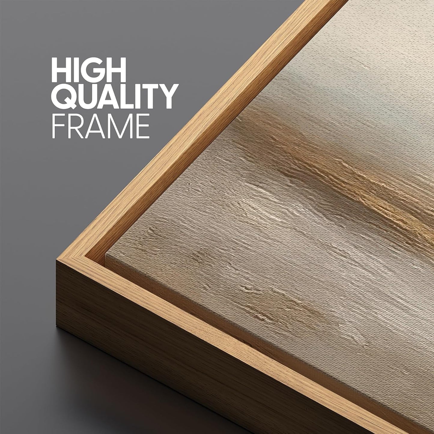 MUDECOR Large Framed Canvas Print Wall Art Neutral Beige Horizon Abstract Modern Minimalist Landscape Illustrations Decorative Colorful for Bedroom - 60"x20"