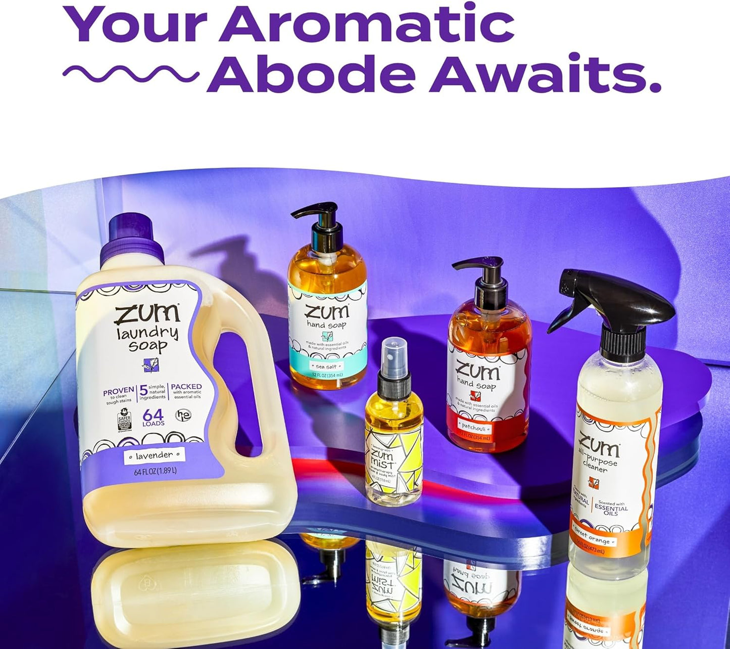 Indigo Wild Zum Clean Laundry Soap - Plant-Based Liquid Laundry Soap - Contains Baking Soda, Essential Oils & Saponified Coconut Oil - Amber - 64 fl oz (2 Pack)