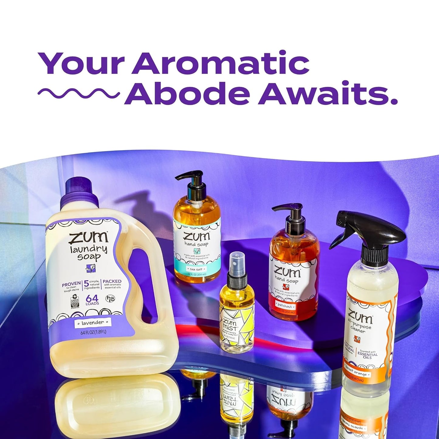 Zum Laundry Soap by Indigo Wild - Liquid, Plant-Based Soap with Baking Soda, Essential Oils, Coconut Oil & More - Wash Up to 64 Loads - Sweet Orange - 64 fl oz (2 Pack)