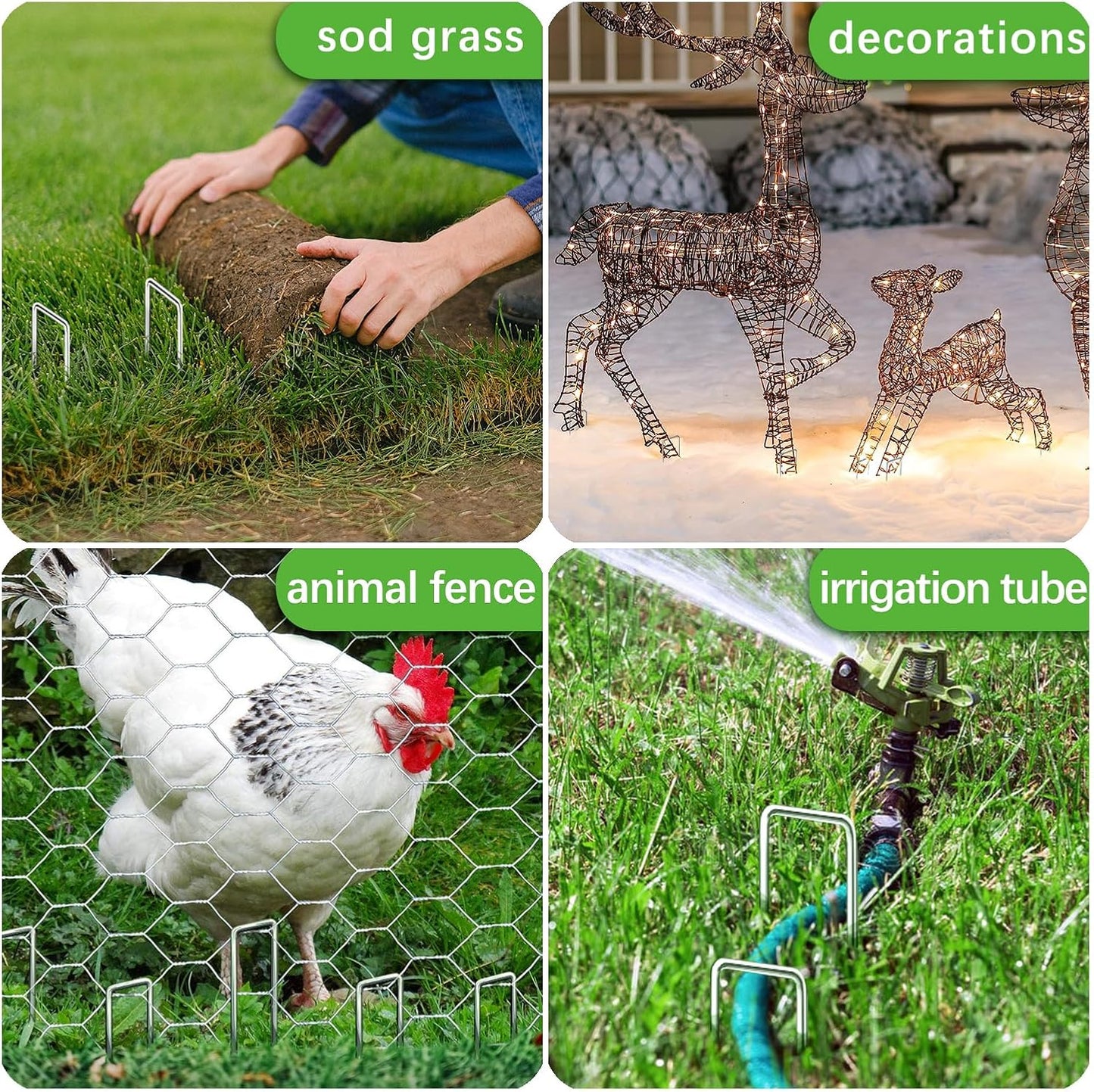 200 Pack Landscape Staples 4 Inch 12 Gauge Garden Stakes Galvanized Garden Staples Ground Pins Anti-Rust Ground Stakes for Weed Barrier, Irrigation Tubing, Yard Lawn, Landscape Fabric