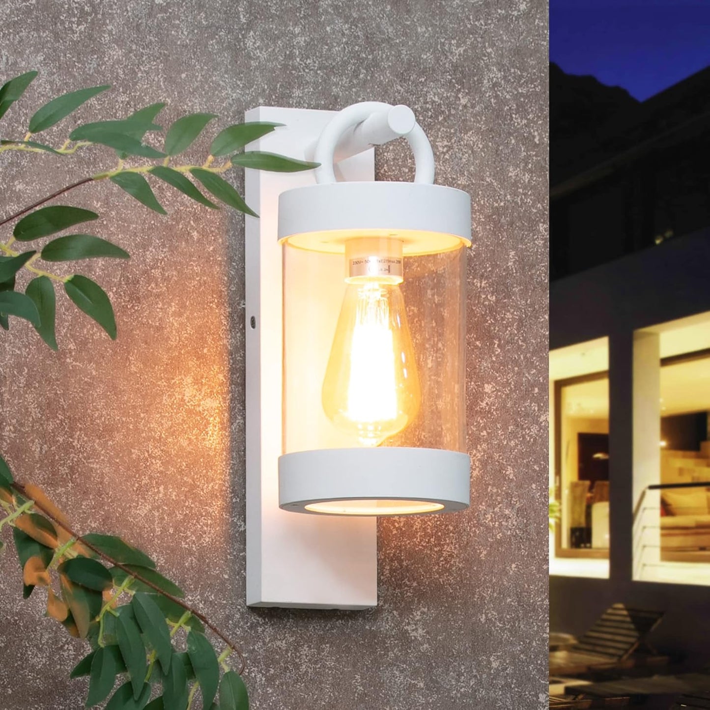 Porch Light White Dusk to Dawn Outdoor Wall Light,13in Large Exterior Lighting Fixture for House Garage Front Door,Waterproof Outside Hanging Lamp E26 Wall Mount Lantern(Bulb Not Include)