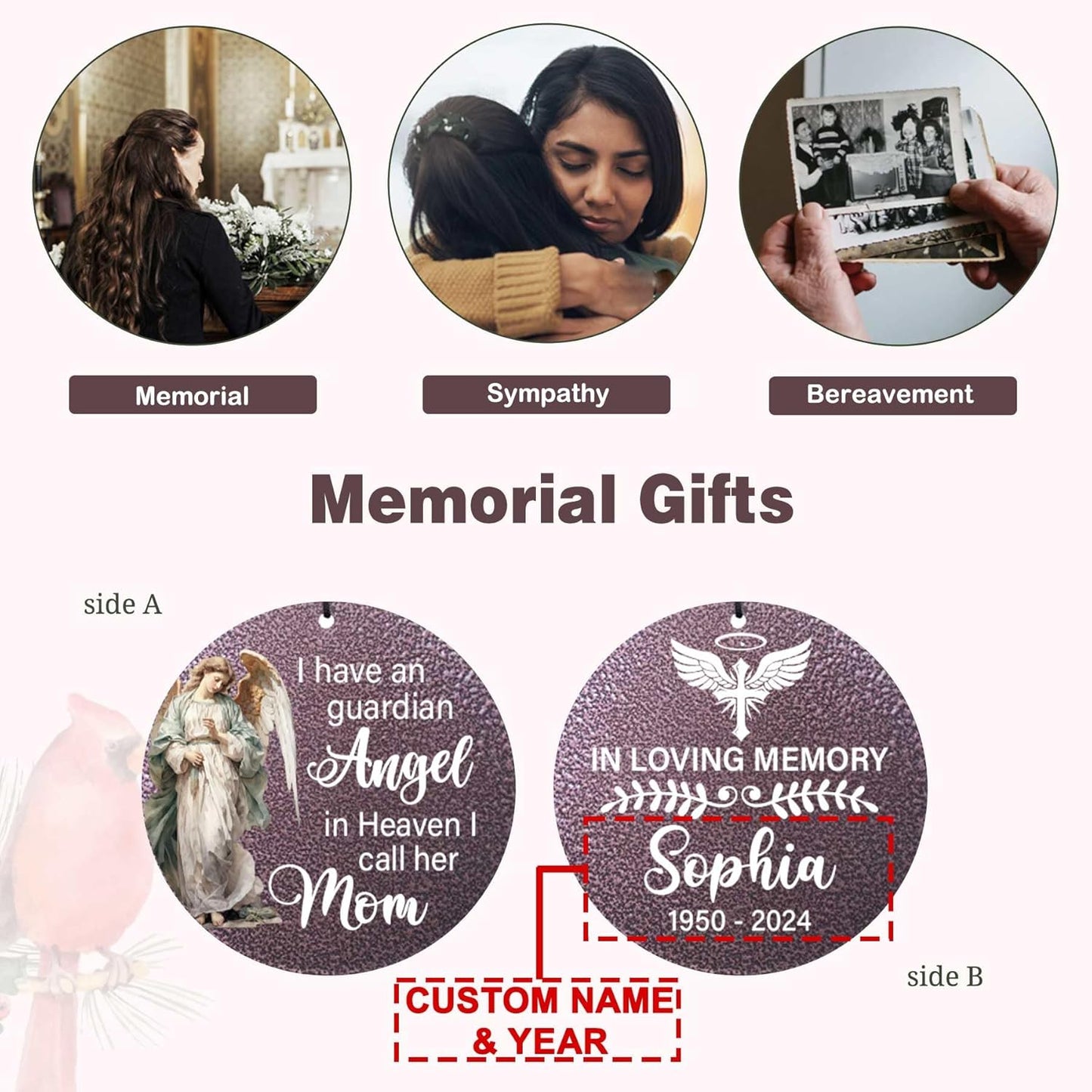 ASTARIN 36" Large Deep Tone Personalized Sympathy Wind Chimes, Memorial Wind Chime for Loss of Mother Father Loved One, Angel Bereavement Gifts Decor Outdoor Patio Garden Graveyard