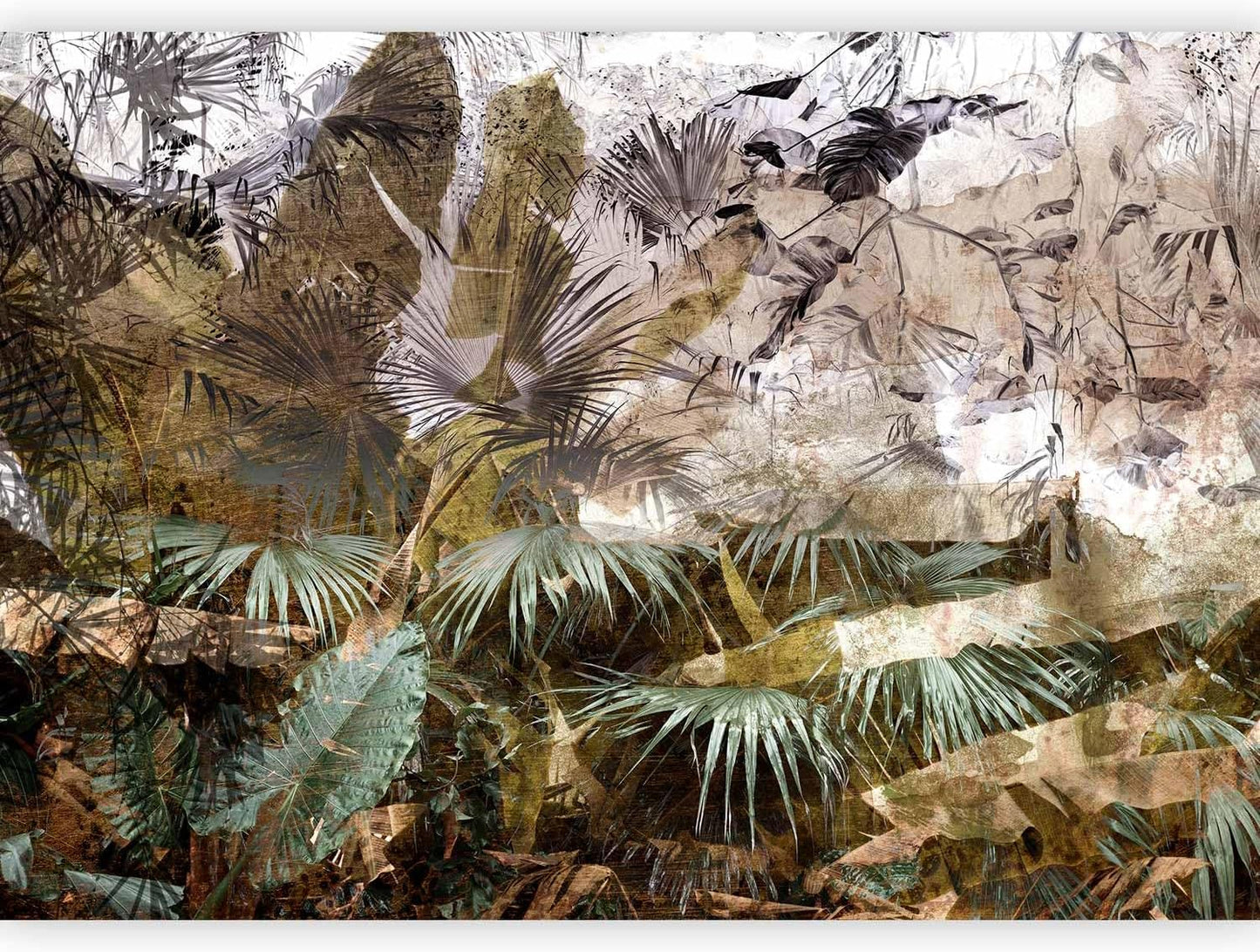 artgeist Premium Wall Mural Tropical Leaves 98x69 in - XXL Non-Woven Wallpaper Fleece Wall Decor Photo Print Picture Image Design Jungle Nature Palm Leaves Like Painted b-C-0789-a-a