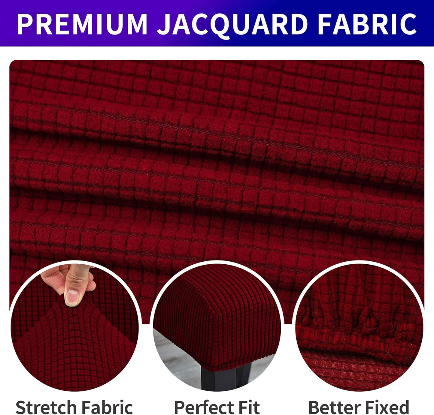 Howhic Stretch Chair Covers for Dining Room Set of 8, Removable Washable Dining Room Chair Covers, Dining Chair Slipcovers Seat Protector, Great Decor for Home and Banquet (Red Dahlia, 8 Pack)