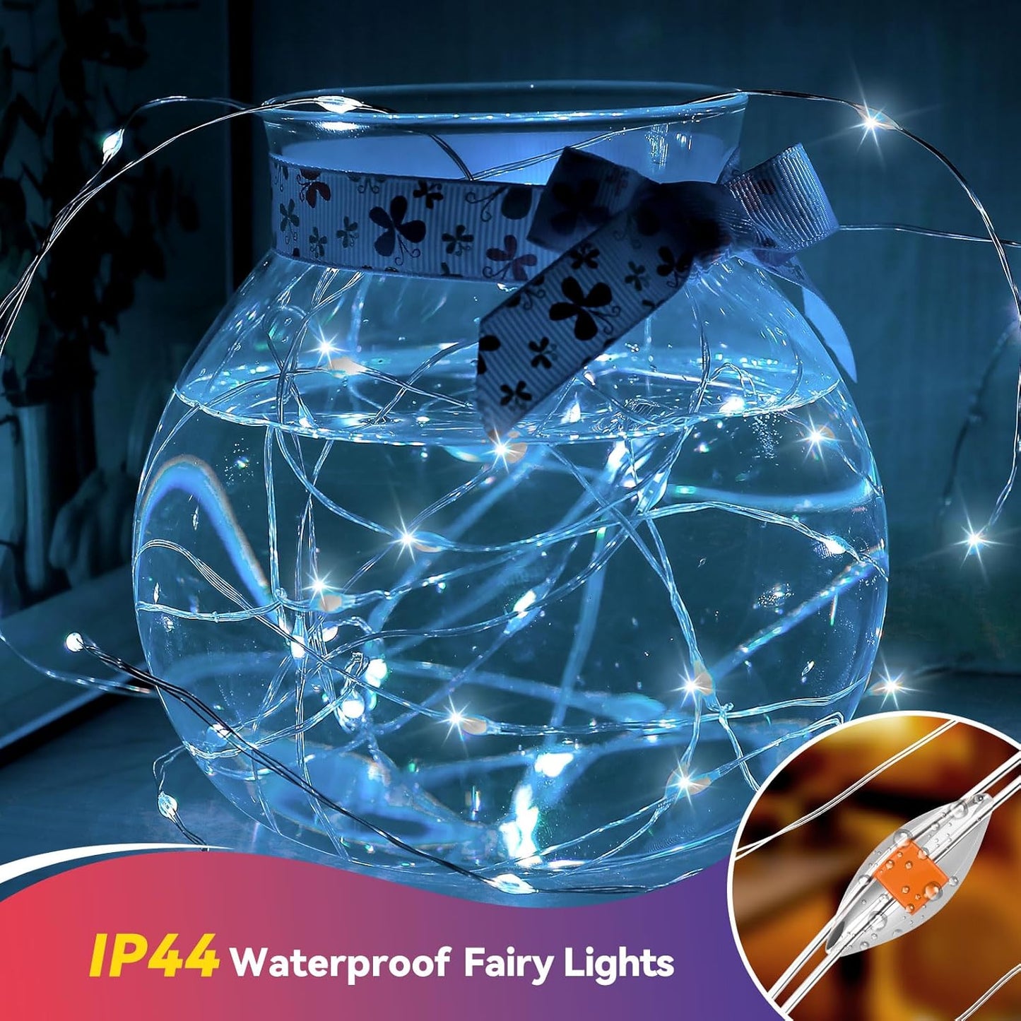 4 Pack 60LED Christmas Fairy Lights Battery Operated - 20FT Twinkle Lights with 2 Lighting Modes Indoor Outdoor, Waterproof Led Fairy String Lights for Bedroom, Classroom, Dorm, DIY Decor, Cool White