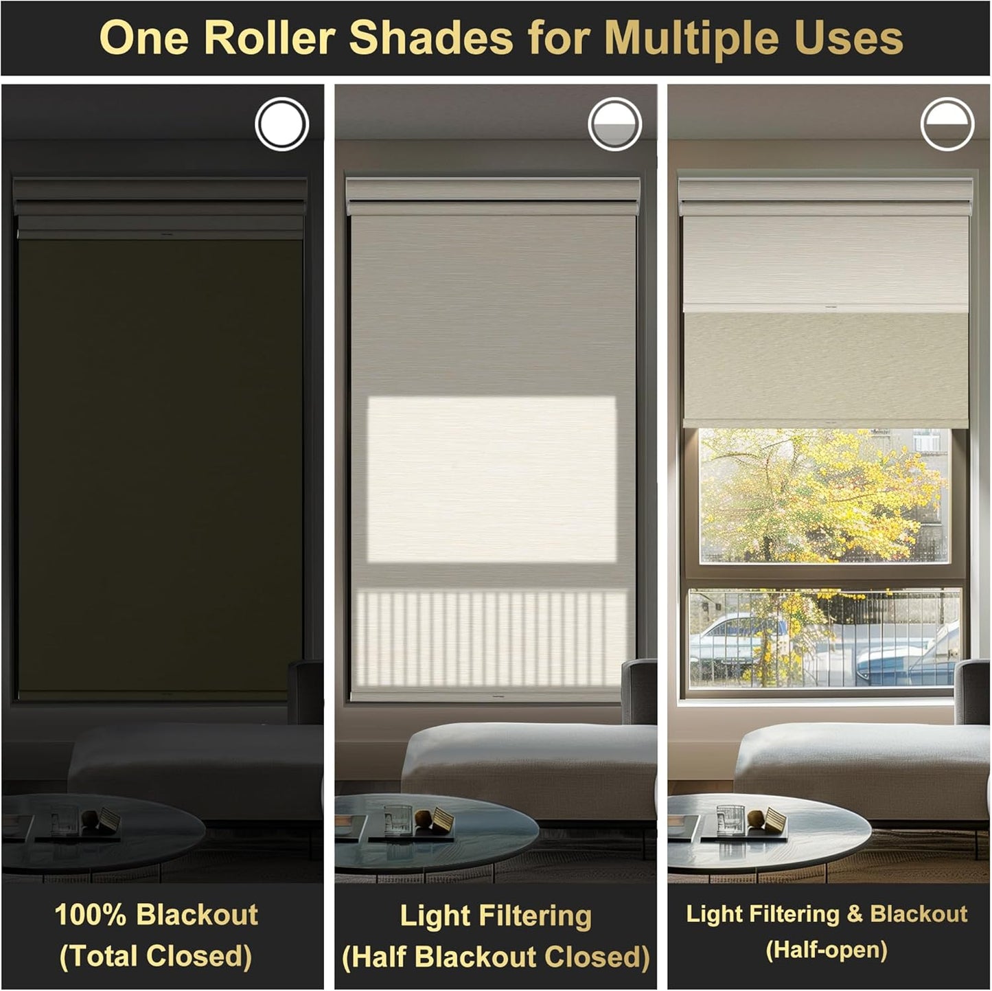 BERISSA Cordless Dual Roller Shades with Cassette Valance and Light Filtering, Day and Night Roller Shades for Home Office Door and Wall.Striped Jacquard Beige.41 W x 86" H