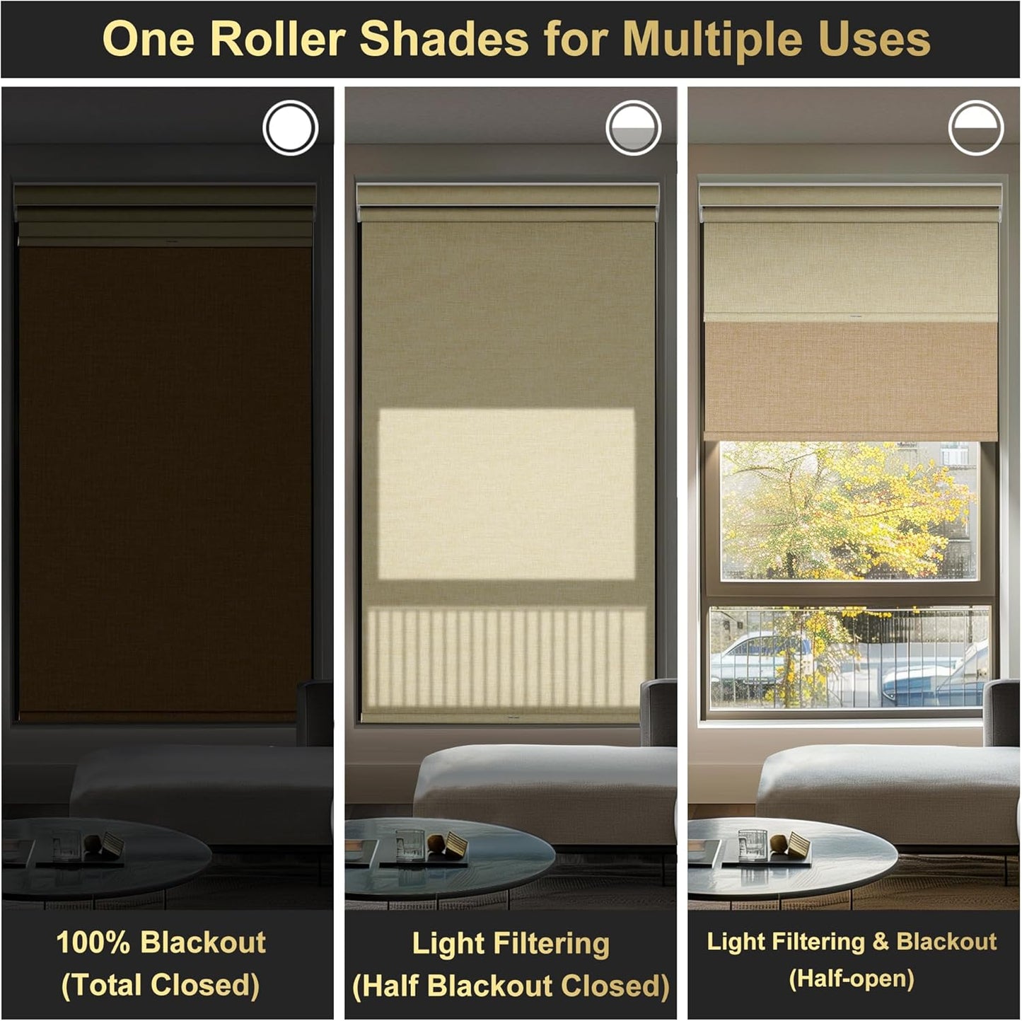 BERISSA Cordless Dual Roller Shades with Cassette Valance, Double Window Shades - Blackout and Light Filtering, Day and Night for Home Office Door. Linen Beige, 60 W x 72" H