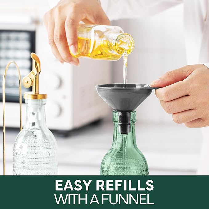 COOK WITH COLOR Glass Olive Oil Bottle Dispenser - 2 Pack- 17oz Oil and Vinegar Cruet - Olive Oil Carafe Decanter for Kitchen