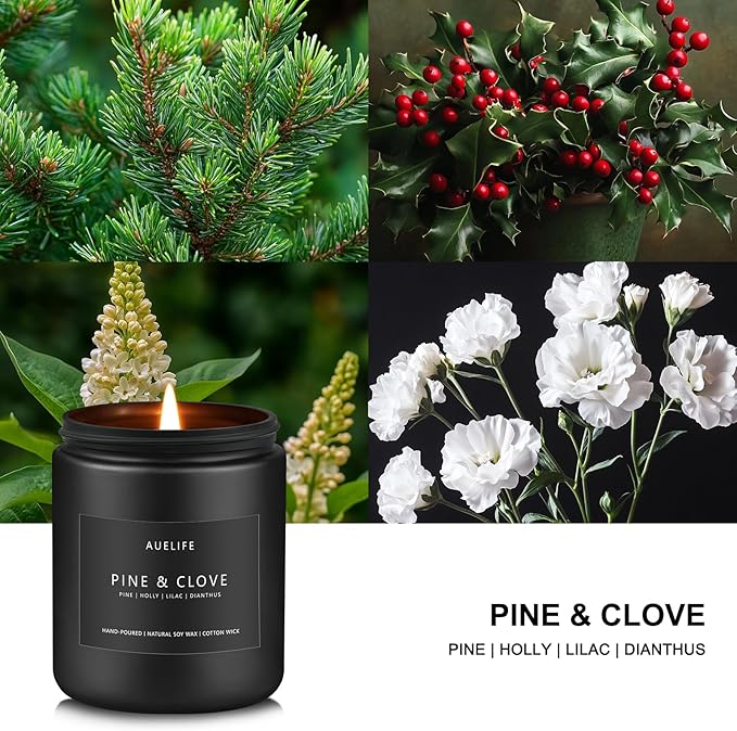 Pine & Clove Candle | Candles for Men - Masculine Candle, Soy Candles for Home Scented, Manly Scented for Home - Gifts for Men -7oz Black Jar