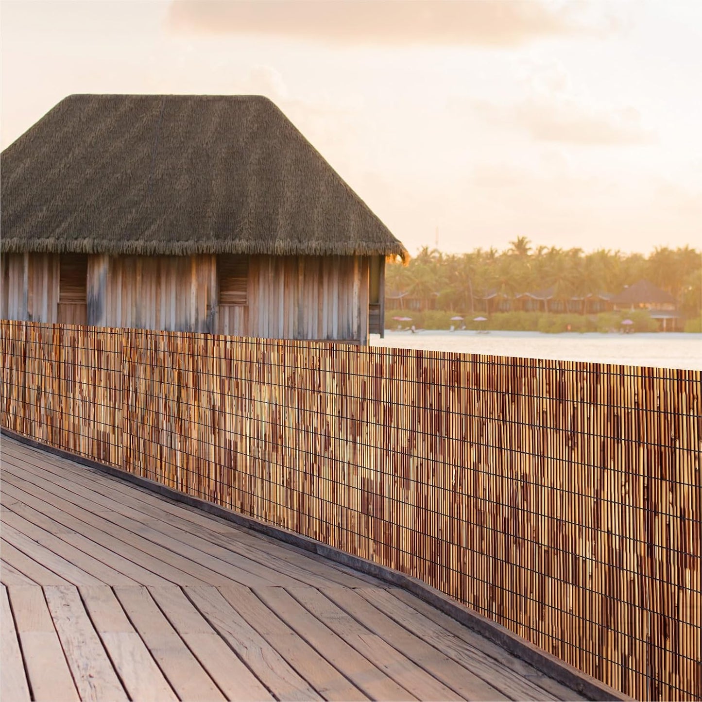 Bamboo Reed Fencing Rolls,5.5FT X 16.4FT Reed Screen Curtain Fence Covering Privacy Bamboo for Outdoor Backyard Patio Garden Decorative Fence (Brown)