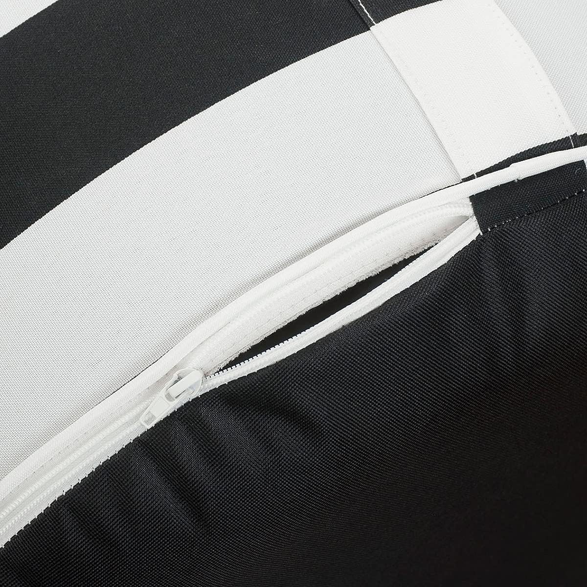 Inflatable Outdoor Ottoman with Air Pump,20"x9" Portable Patio Pouf,Water Resistant,Fade-Resistant,Round Blow Up Footrest Stools for Home Garden Camping Travel(Black White)