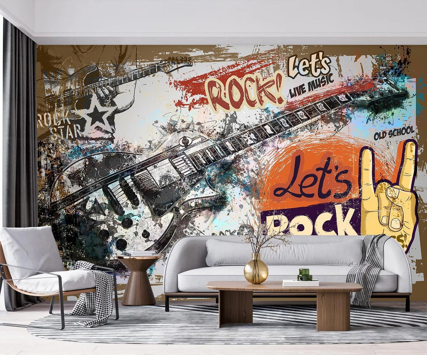 -Vintage Graffiti Hand-Painted Wall Bedroom Mural XT17 S 100" x 65"
