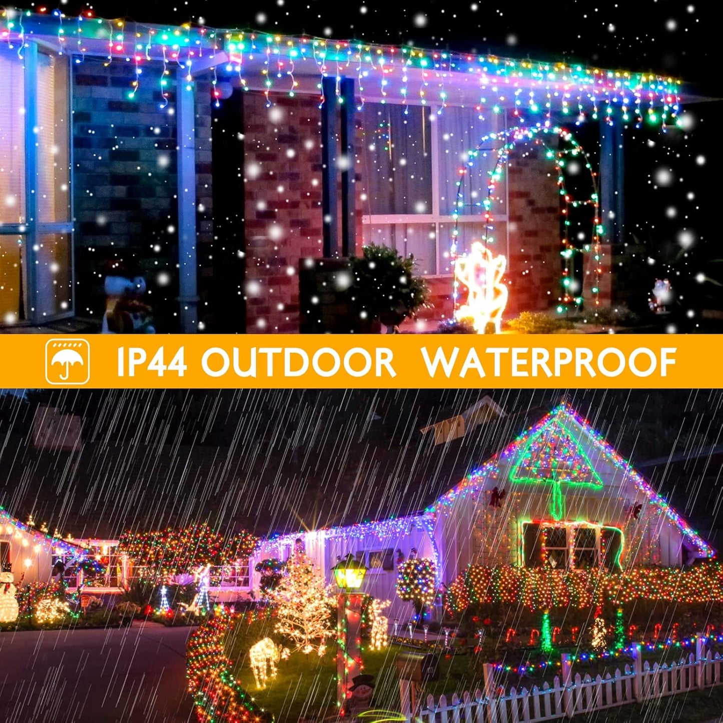 AGIRL 400 LED Icicle Lights Outdoor 32.8Ft 75 Drops Icicle Christmas Halloween Lights 8 Modes Waterproof Fairy String Lights for Indoor Bedroom Garden Wedding Porch Decoration