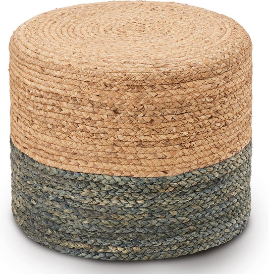 Cplxroc Ottoman Poof, Natural Seagrass Poufs, Hand Weave Round Footstool, Pouffe Accent Chair, Home Decorative Seat, Boho Deco Floor Chair for Living Room, Bedroom (18inch 68LE)