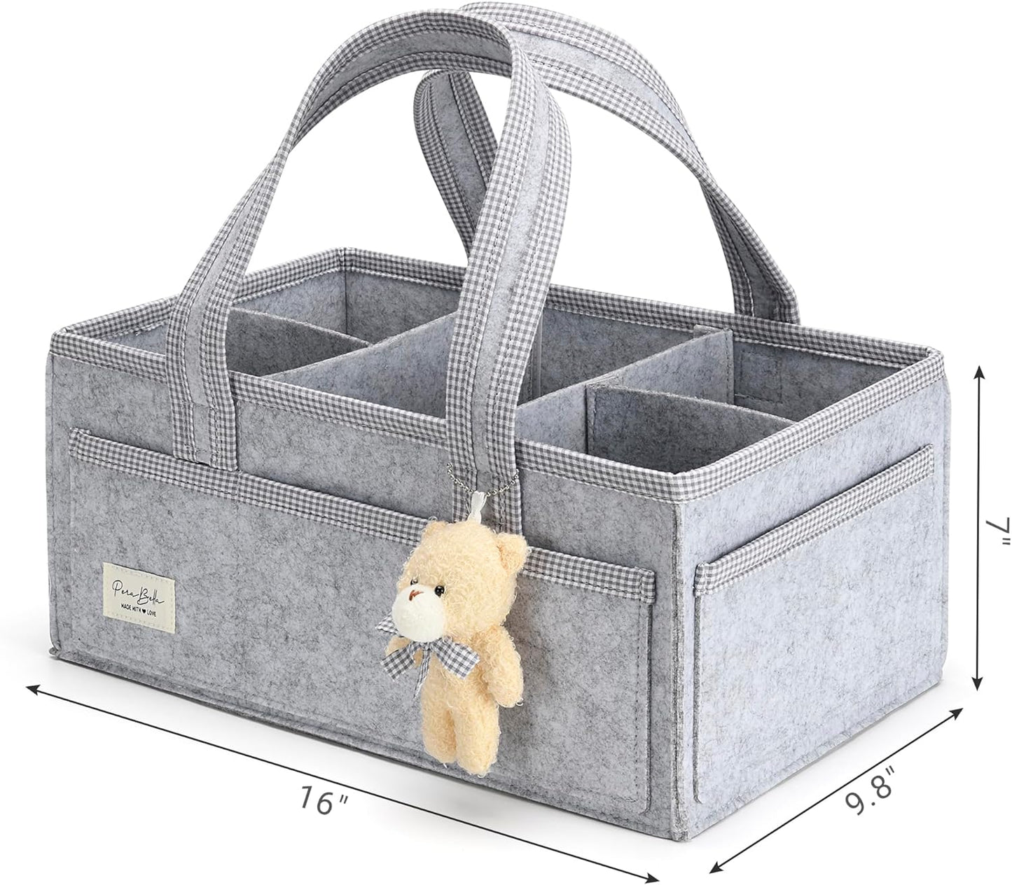 PeraBella Diaper Caddy Organizer with Handle, Baby Shower Gifts Basket Bag, Registry Search Must Haves Items, Nursery Storage Organizer for Newborn Girl Boy, Baby Bag Essentials, Car Diaper Caddy Cart