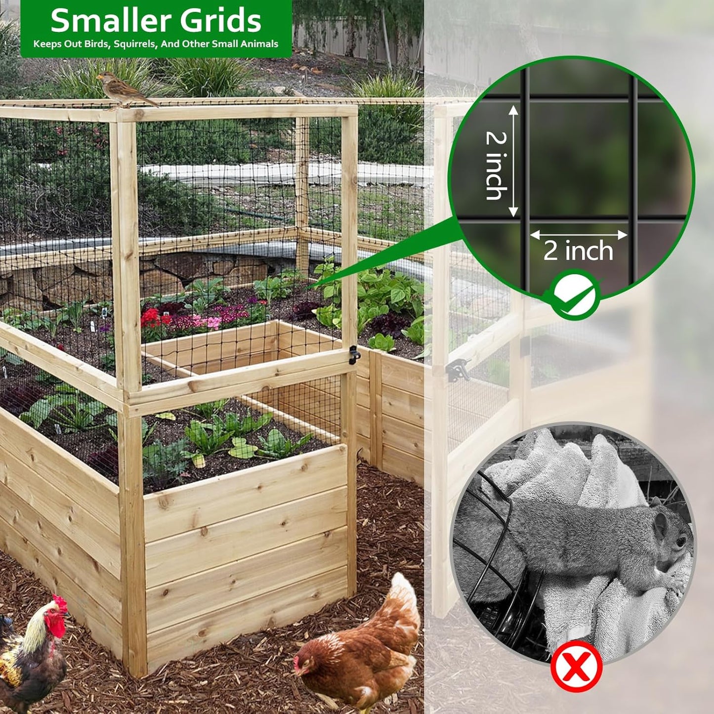 Wire Fence, 48 in(H) X 50 ft(L) PVC Coated Welded Wire Fencing 2" X 2" 16GA Garden Border Vinyl Metal Chicken Wire Fencing Mesh Roll for Yard Vegetable Plant Protection Poultry Netting Black