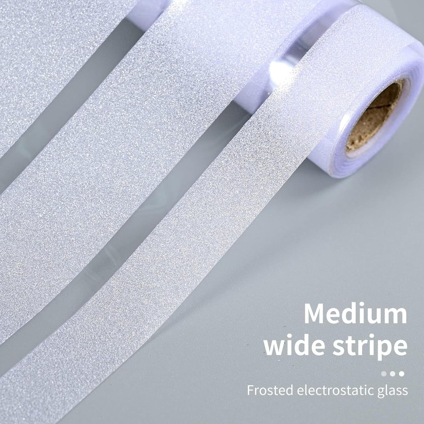 Window Privacy Film with Installation Tools, Stripe Window Film, Static Cling, Anti UV, Heat Control, Ideal for Home Shower Office Glass Door (Stripes Pattern, 29.6X157.4Inch)