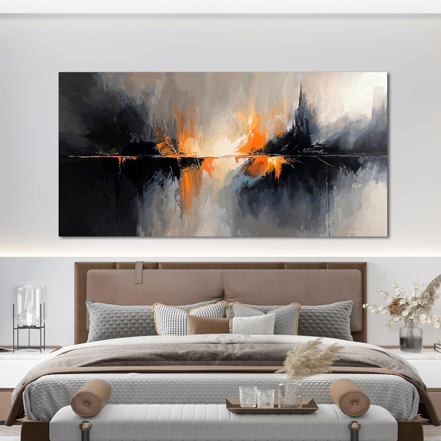 Abstract Canvas Wall Art Decor Black and White Wall Art Prints Art Work for Wall Decor Large Modern Wall Art Decorations Abstract Art Oversized Artwork for Walls Bedroom Office Decor 29" X 58"