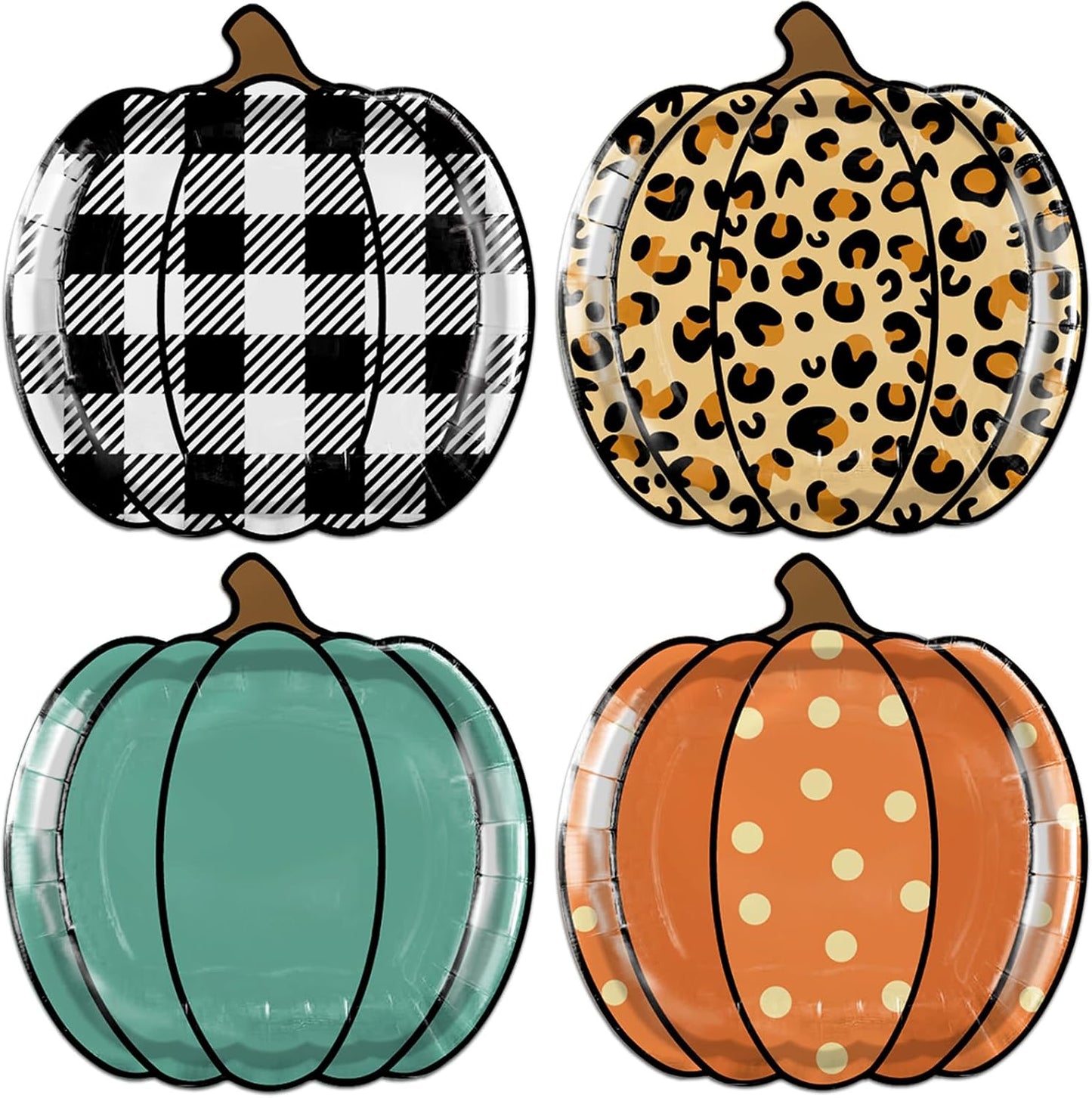 HAKOTI 40Pcs Fall Pumpkin Paper Plates - Thanksgiving Harvest Party Tableware Decoration Orange Pumpkin Shape Plates for Autumn, Halloween Holiday